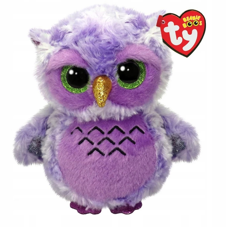 TY Beanie Boos Pliušinis žaislas - violetinė pelėda, 15 cm aprašymas - Prekės nuotrauka