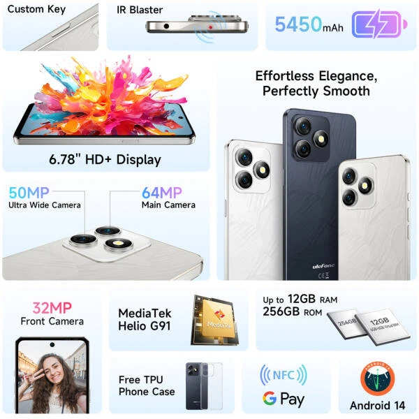 Telefonas Ulefone Note 18 Pro 6/256GB Titanium aprašymas - Prekės nuotrauka