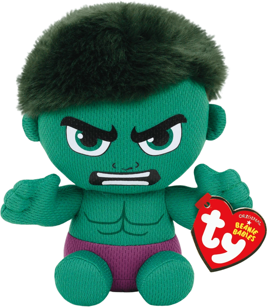 TY Pliušinis žaislas - Marvel Hulk, 15 cm aprašymas - Prekės nuotrauka