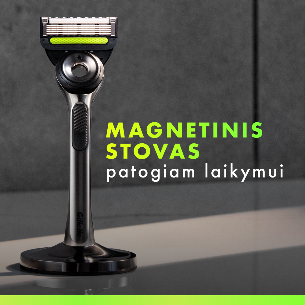 Gillette Labs Skustuvas Vyrams + 3 skutimosi galvutės, magnetinis stovas aprašymas - Prekės nuotrauka