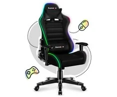 Žaidimų kėdė vaikams Huzaro Ranger 6.0 RGB, Juodos spalvos