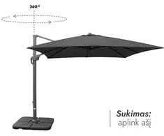 Zeltpro Lauko skėtis su Solid padu (užvalkalas dovanų) Lounge Antracito