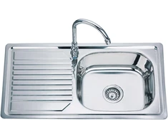 Nerūdijančio plieno plautuvė D8043P 800x435 0.6 kairė su sifonu