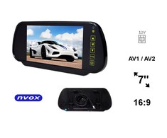 Nvox „Monitorius“ 7 colių LCD ekranas galinio vaizdo veidrodėlyje, 12 V