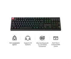 Belaidė magnetinė klaviatūra Keychron K10 QMK, Raudoni (Red) jungikliai, US INTL ANSI išdėst., Juoda