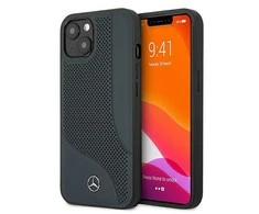 Mercedes Benz Apple iPhone 13 Mini Mercedes dėklas odinis Perforated Area (MEHCP13SCDONA) mėlynos spalvos