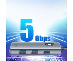 „Orico PW11-5P“ USB-C šakotuvo prijungimo stotelė, 1x USB-A 3.0 + 2x USB-A 2.0 + 1x USB-C PD + 1x HDMI – pilkos spalvos