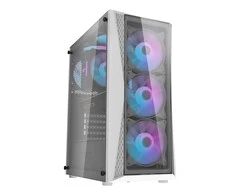 Kompiuterio dėklas Darkflash DK352 Plus su 4 ventiliatoriais (juodai baltas)
