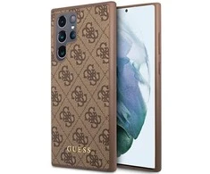 Samsung Galaxy S23 Ultra Guess dėklas 4G Metal Gold Logo (GUHCS23LG4GFBR) rudos spalvos