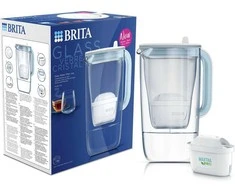 Stiklinis vandens filtravimo ąsotis BRITA GLASS JUG, 2,5 l + 1 vandens filtravimo filtras BRITA Maxtra PRO