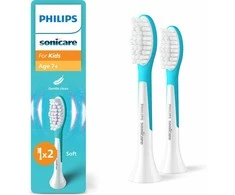 2 dalių šepetėlių galvučių pakuotė Philips Sonicare For Kids HX6042/90, baltos/mėlynos spalvos