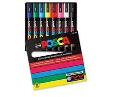 UNI-BALL POSCA JUMBO nuolatinis žymeklis PC-5m 1,8-2,5 mm, apvalus, spalvų derinys, pakuotėje 8 vnt (BAZ097)