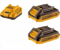 Ingco FBCPK1222E Set charger + 2pcs battery 2,0A for Li-ion battery 20V