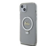 Dėklas GUESS GUHMP15MHRSGSD IPHONE 15 PLUS / 14 PLUS 6.7 "TRANSPARENT / TRANSPARENT HARDCASE RING STAND SCRIPT GLITTER MAGSAFE