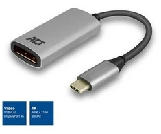 ACT USB-C į DisplayPort jungtį jungiantis adapteris, 4K @ 60Hz, laido ilgis 0,15 m, aliuminio korpusas, USB-C - DP 4K @ 60Hz keitiklis (AC7030)