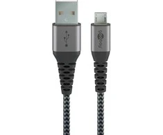 USB kabelis Goobay USB-A - mikroUSB 1 m Pilkasis (49282)