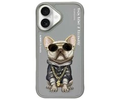 Nimmy Apple iPhone 16 6.1" dėklas telefonui pilkos spalvos Glasses Cool Dog