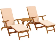 Atsilenkiantis ir sulankstomas saulės gultas 3 pcs Smėlio