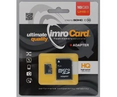 IMRO atminties kortelė Micro SD 16GB 100MB/s class 10 UHS I su adapteriu SD