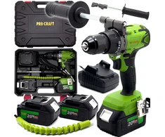 Akumuliatorinis smūginis suktuvas - gręžtuvas ProCraft PA18BL, 20 V, 2x4 Ah, 50 Nm