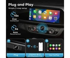2-in-1 belaidis USB Apple CarPlay ir Android Auto adapteris – iš laidinio į belaidį (Plug &amp; Play)