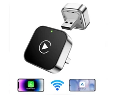 Automagnetola 2026 Pionray 2-in-1 belaidis CarPlay ir Android Auto adapteris – 5GHz WiFi, Type-C/USB Plug &amp; Play