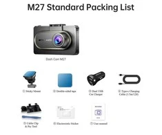 AZDOME M27 DVR 2K raiška, GPS, WIFI, 3 colių IPS ekranas, automobilių įrašymo įrenginys, 24 val. parkavimo stebėjimas