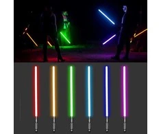 Cosplay lazerinis kardas 75 cm RGB – Metalinė rankena, 7 spalvos, garsas ir šviesos efektai