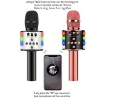 D168 belaidis „Bluetooth“ Karaoke mikrofonas su garsiakalbiu, juodas
