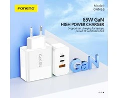 Įkroviklis Foneng GAN65 USB-A, 2x USB-C GaN 65W su USB-C laidu