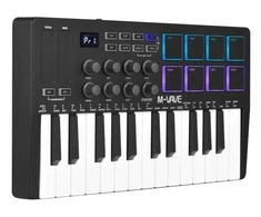 M-VAVE SMK-25 MIDI Keyboard Controller – 25 klavišų muzikos kūrimo kontroleris su 8 RGB pad’ais ir Bluetooth