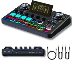 Profesionali garso korta su RGB apšvietimu, balso efektais (streamingui, podcastams, karaoke, influenceriams)