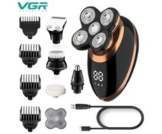 VGR 5IN1 Elektrinis skustuvas, atsparus vandeniui su 5 skirtingomis galvutėmis