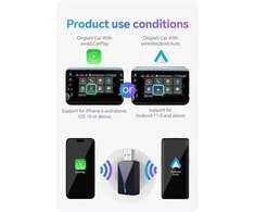 Automagnetola XUDA 2in1 Wired to Wireless CarPlay &amp; Android Auto Adapteris – Paverskite laidinę sistemą belaidžiu patogumu