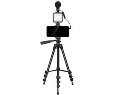 Elight M5 Vlog Telefona Fix Video &amp; Foto komplekts ar Led gaismu / Mikrofonu / Statīvu 1.3m / pulti