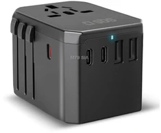 SBS Universal GaN Travel Adapteris 70W 3xUSB-C 2xUSB-A with Case - Juodas