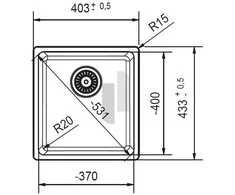 Po stalviršiu montuojama granitinė plautuvė Franke Maris, MRG 110-37, Juoda matinė, juodas rankinis ventilis