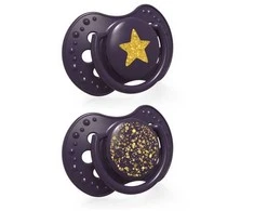 LOVI 22/893 Dinaminis silikoninis čiulptukas 3-6m 2 vnt Stardust violetinė