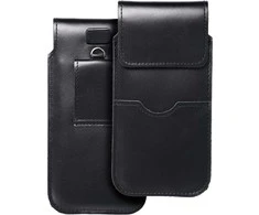 Dėklas OEM odinis universalus slankiklis su atvartu - ROYAL / juoda - XL dydis - IPHONE 11 / 12 / 13 / SAMSUNG S7 EDGE