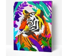 SPLAT PLANET - Clay painting on canvas 30x40cm - Tiger (777683)