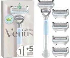 Gillette Venus Satin Care Aloe skustuvas intymios srities plaukams + galvutė 5 vnt.
