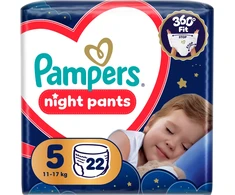 Pampers Naktinės Sauskelnės-Kelnaitės, 5, 22 Sauskelnės