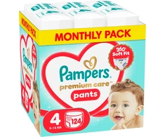 Pampers Premium Care Sauskelnės-Kelnaitės, 4 Dydžio, 124 vnt.