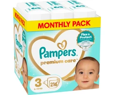Pampers Premium Care Tape Sauskelnės, 3 Dydis, 216 vnt.