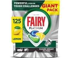 Indaplovių Tabletės, Fairy Platinum All In One Lemon, 125 vnt.