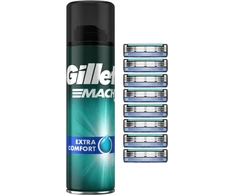 Gillette Mach3 skutimosi peiliukai, 8 vnt. + Mach3 gelis, 200 ml
