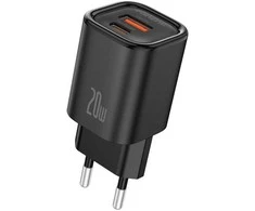 FONENG wall charger EU70 PD 20W 1xUSB-C + 1xUSB QC3.0 Juodas