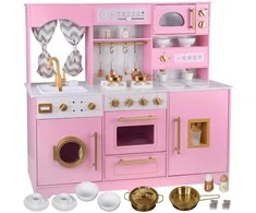Jokomisiada Large interactive wooden kitchen with glamour auksinis accessories and ZA5933 kavos virimo aparatas