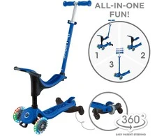 GLOBBER paspirtukas Go Up Sporty Lights 360°, tamsiai mėlynas, 456-600 S
