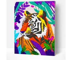 SPLAT PLANET - Clay painting on canvas 30x40cm - Tiger (777683)